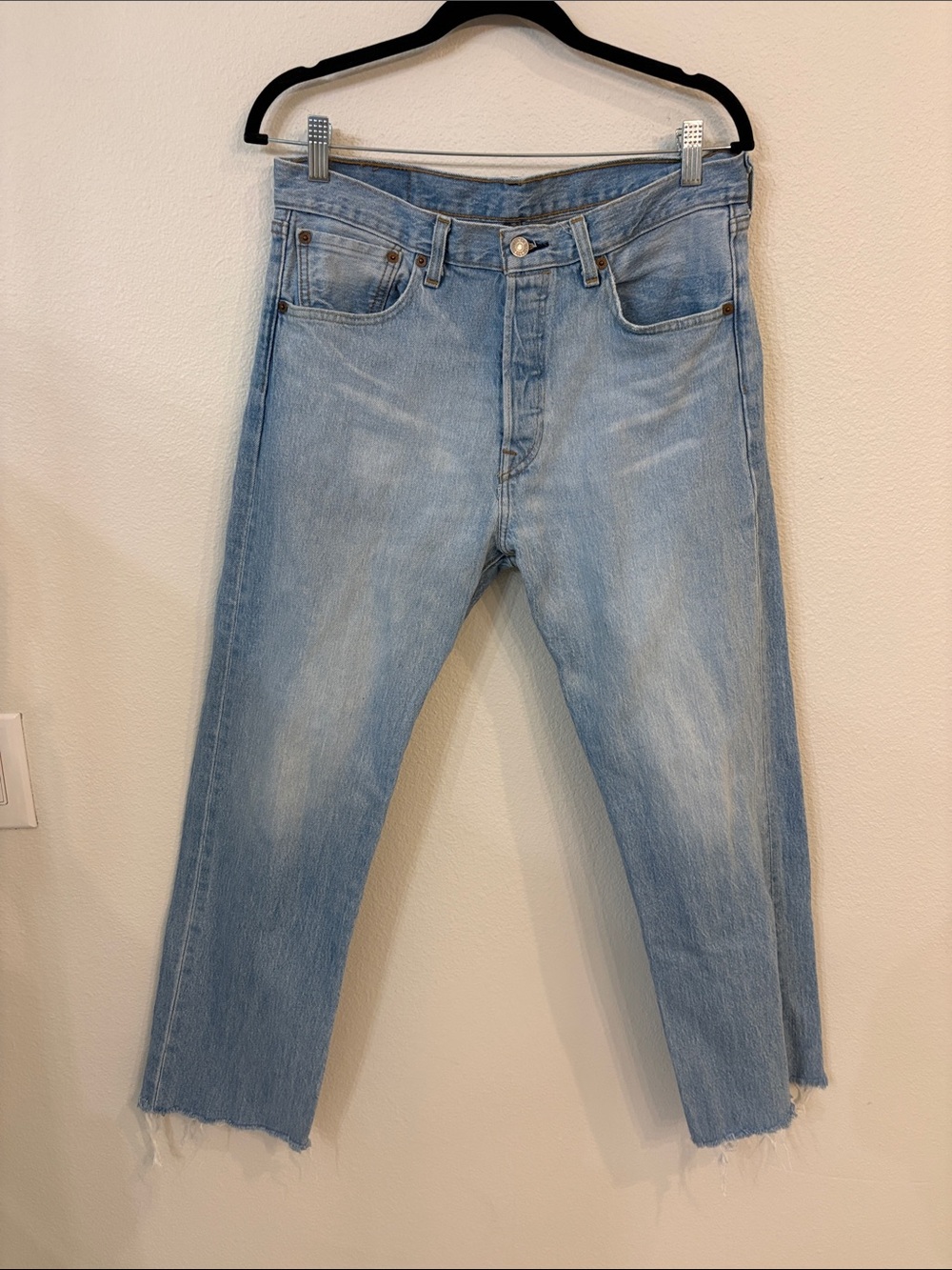 Levi’s 501 Original Fit Jeans – Light Wash (Custom Raw Step-Hem) 32x34